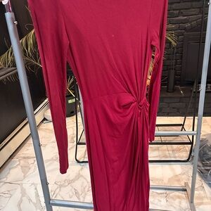 Elegant Red Long Sleeve Dress